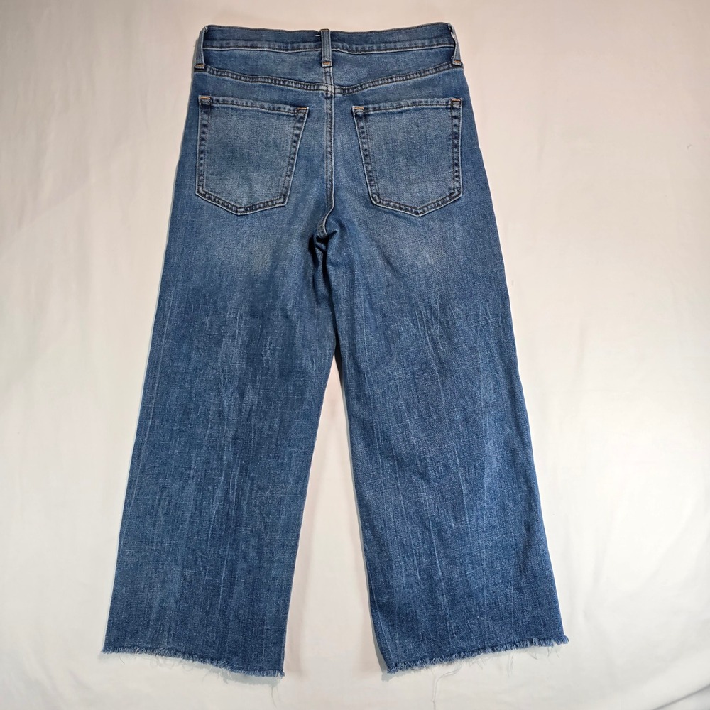 Banana Republic Wide Leg Jeans 27/4 Medium Wash Raw Hem High Rise 862757-008 - Picture 2 of 16